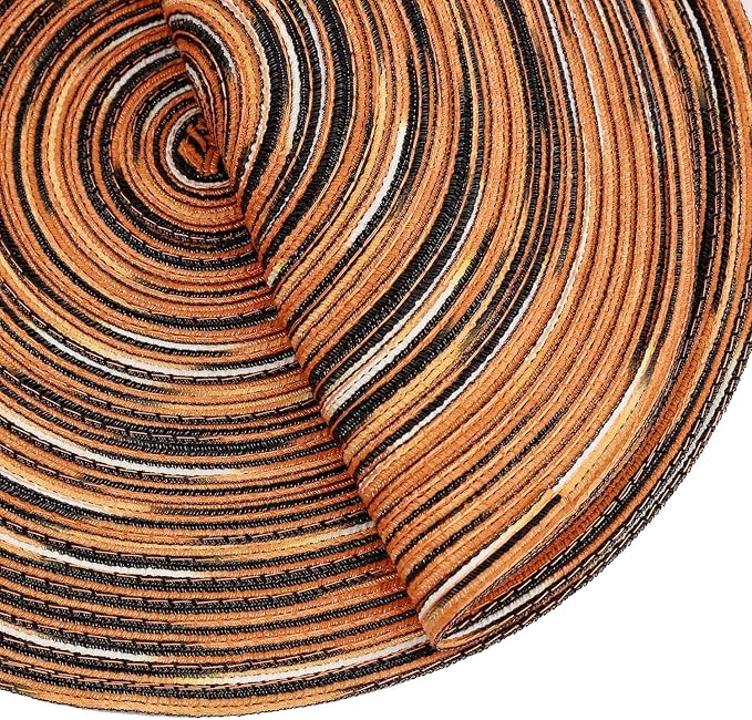 Youyi Better Lifes Halloween Round Braided Placemats Set of 6 Colorful Washable Durable Placemats Non-Slip 15 Inch Black-Orange Woven Table Mats for Dining Tables Holiday Party Decoration