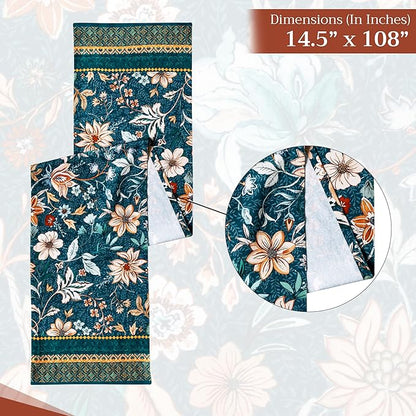 Maison d' Hermine Table Runner 100% Cotton Single Layer Table Runners 108 inches Long for Thanksgiving Christmas Decorations Home Kitchen Dining Party Wedding (Luxury Loft - Dark Teal, 14.5" x 108")