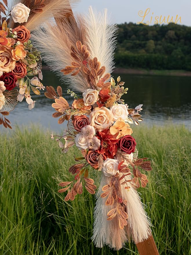 Wedding Arch Flowers, Artificial Flowers for Decoration, Large Flower Swag for Boho Styles Wedding Ceremony Floral Decor - Pack of 2