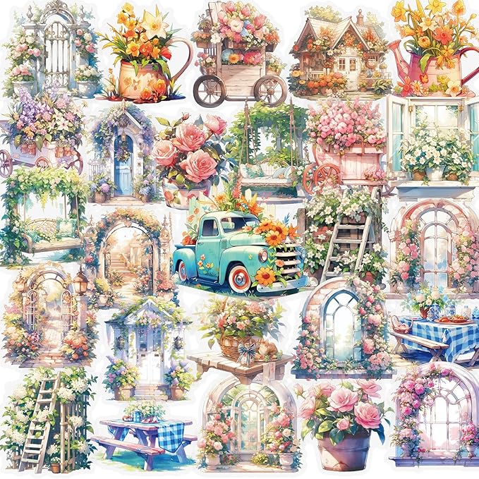 112Pcs PET Waterproof Sticker Set - 56 Unique Designs, Perfect for Phone Backs, DIY Journals, Luggage Stickers for suitcases, Birthday Party Favors & More Decorative Uses