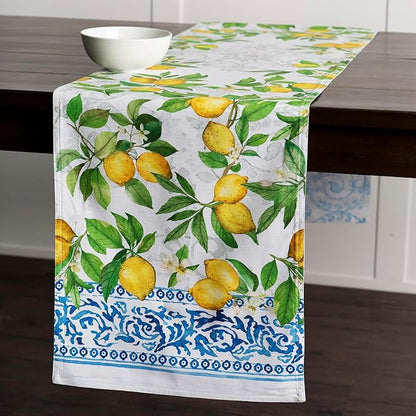 Maison d' Hermine Table Runner 100% Cotton Single Layer Table Runners 108 inches Long Decorative for Home Kitchen Dining Party Baby Shower Wedding Bridal Shower Spring Summer (Cedrat, 14.50" x 108")
