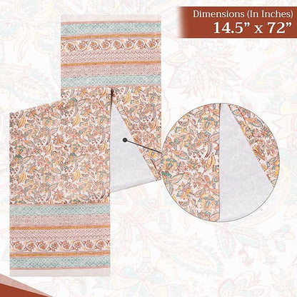 Maison d' Hermine Table Runner 100% Cotton Single Layer Table Runners 72 inches Long for Thanksgiving Christmas Decorations Home Kitchen Dining Party Wedding (Nila, 14.5" x 72")