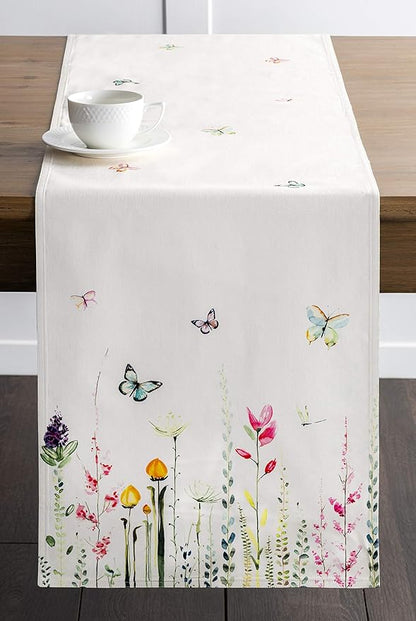 Maison d' Hermine Table Runner 100% Cotton Double Layer Table Runners 72 inches Long Decorative for Home Kitchen Dining Party Wedding Bridal Shower Spring Summer (Botanical Fresh, 14.50" x 72")