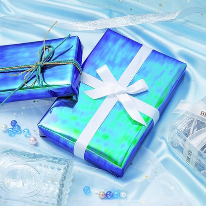 LeZakaa Holographic Wrapping Paper Roll, Bluish Green Design for Birthday, Christmas, Valentine's, Mother's Day, Holiday, Large Roll, 30 inches x 32.8 Feet (92.9 sq.ft.)