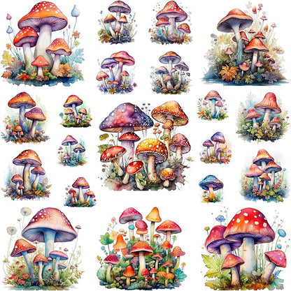 XERE 400 Pcs Mushrooms Flora and Fauna Scrapbook Stickers Set for Scrapbooking and Journaling Notebooks, Junk Journal Supplies, Sketchbook, Bookmark Making, Planner Sticker