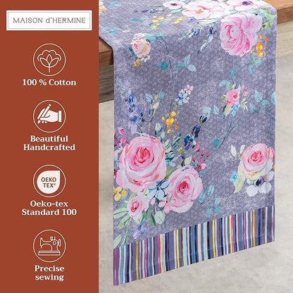 Maison d' Hermine Table Runner 100% Cotton Single Layer Table Runners 108 inches Long Decorative for Home Dining Party Wedding Bridal Shower Spring Summer (Sweet Rose Lavender - Lush, 14.50" x 108")