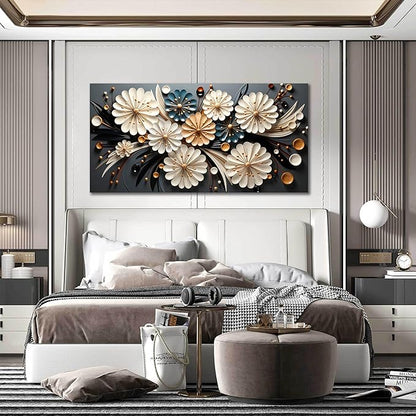 Large Wall Art for Living Room Bedroom Home Office Gold Flower Pictures Wall Art Modern Floral Artwork Framed Wall Decor Canvas Prints 24x48 In