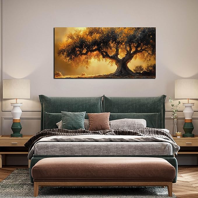Tree Art Wall Decor for Living Room - Natural Landscape Canvas Wall Art for Office - Tree Art Work for Bedroom Walls Size 29" x 59"