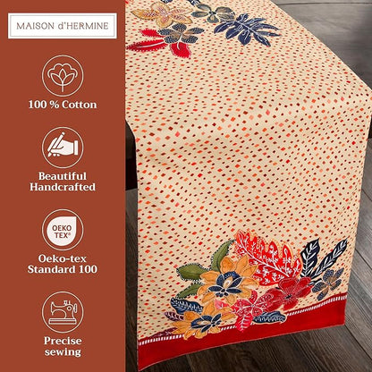 Maison d' Hermine Table Runner 100% Cotton Double Layer Table Runners 108 inches Long for Thanksgiving Christmas Decorations Home Kitchen Dining Party Wedding (Kalahari, 14.5" x 108")