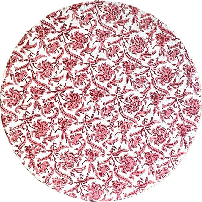 ATOSII Red Bloom 100% Cotton Round Boho Fall Tablecloth, Handblock Floral Table Cloth Linen for Kitchen Dining I Parties Wedding Outdoors Easter Thanksgiving I Fall Home Decor 60" Inches Round