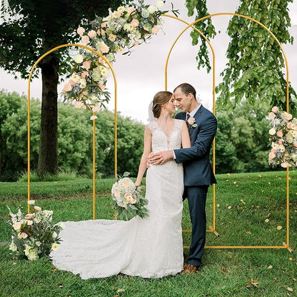 Tamodan 3 Pack Metal Wedding Arch (7.2ft+6.6ft+6ft) - Tool-Free Assembly | Photo Booth Backdrop for Outdoor Weddings, Engagement Shoots, Baby Showers, Balloon Arch (Incl. Ground Stakes)