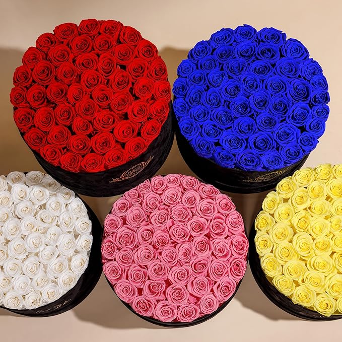 47 Flowers in a Luxury Suede Box, Birthday Gifts for Women, Preserved Flowers, Mothers Day Roses Gift for Mom,Blue