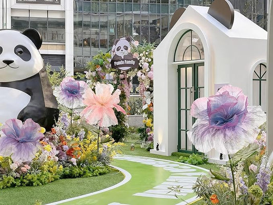 Large Artificial Flowers, 5.58ft Giant Standing Poppy Decorations, Handcrafted Huge Flowers for Wedding, Garden, Hotel, Office, Art Gallery, Photography Props & Shop Window Display (1, Purple)
