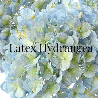 4 Pcs 20'' Real Touch Hydrangeas Light Blue Artificial Hydrangeas Flowers Faux Latex Hydrangea for Kitchen Living Room Porch Home Decor Baby Shower Party Wedding Table Centerpiece