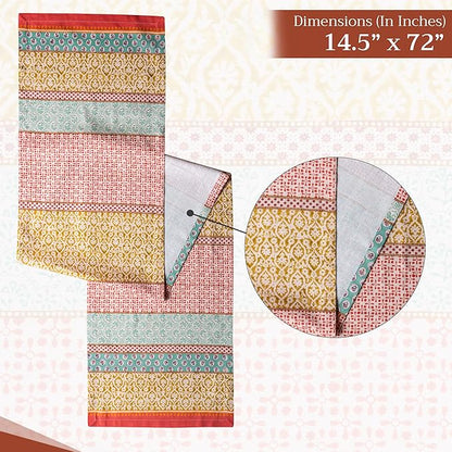 Maison d' Hermine Table Runner 100% Cotton Single Layer Table Runners 72 inches Long Decorative for Home Kitchen Dining Party Baby Shower Wedding Bridal Shower Spring Summer (Provence, 14.50" x 72")