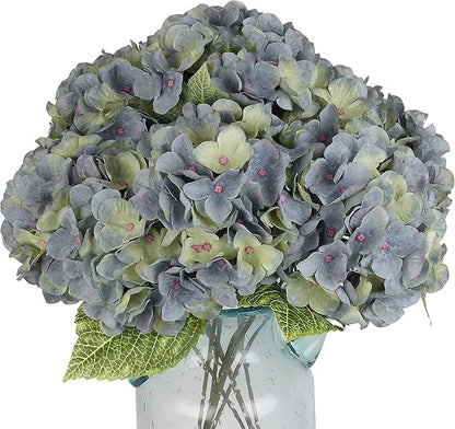 2Bouquets Artificial Fake Flowers Plants Silk Hydrangea Arrangements Wedding Bouquets Decorations Plastic Floral Home Kitchen Garden Party Festival Bar DIY (Bluish Green)