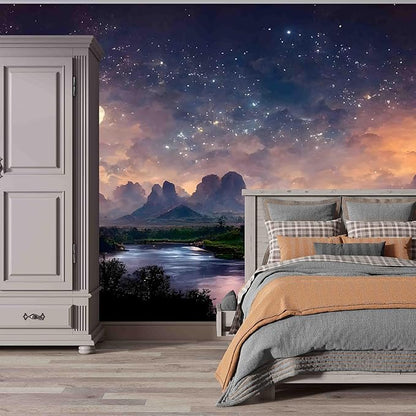 Floral Forest Wall Murals Peel and Stick Forest murals Removable Waterproof Large Wallpaper for Living Room Bedroom (Color-14, 118×82 inch)