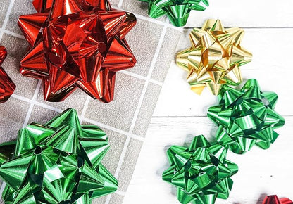 CT CRAFT LLC Gift Bows 22 PCS Set Multi Colored Assorted - Bow x 18 pcs + Kegg Roll x 4 pcs - Red/Gold/Green, Holiday Christmas Birthday Party Wrapping