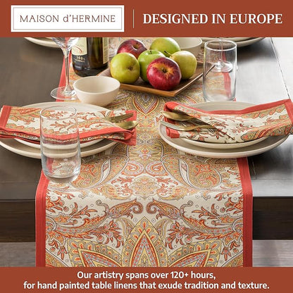 Maison d' Hermine Table Runner 100% Cotton Double Layer Table Runners 108 inches Long for Thanksgiving Christmas Decorations Home Kitchen Dining Party Wedding (Kashmir Paisley, 14.5" x 108")