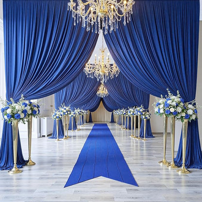 PartyVillage 20ft×15ft Royal Blue Backdrop Curtain for Wedding Parties, 4 Panels Wrinkle Free 15 FT Long Polyester Photo Backdrop Drapes Back Drop Cloth for Birthday Photography Background