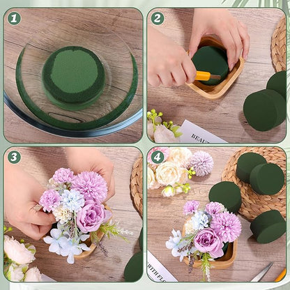 9 Packs Round Floral Foam Blocks Green Wet Dry Flower Foam Bricks 3.15 Inch DIY Flower Arrangement Supplies Kit Florist Block for Aisle Flowers Wedding Party Decorations