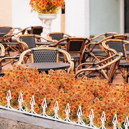 12 Bundles Artificial Fall Flowers Fake Plastic Plants Indoor Outside Hanging Planter No Fade Faux Autumn Plants Thanksgiving Home Garden Fireplace Décor (Fall with Flowers)