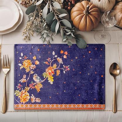 Maison d' Hermine Placemats Set of 4 100% Cotton Washable Cloth Place Mats, Reusable Table Mats for Thanksgiving Christmas Decorations Kitchen Dining Party Wedding (Kelim - Infinity, 13" x 19")