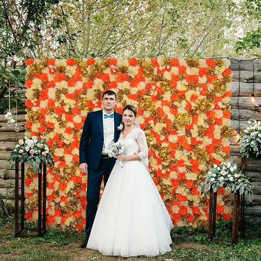 Flower Wall Backdrop 9pcs 16.5x16.5 Inch Flower Wall Decor Artificial Floral Wall Panel Ideal for Wedding Celebrations, Festive Party Birthday Backdrops and Elegant Home Decor