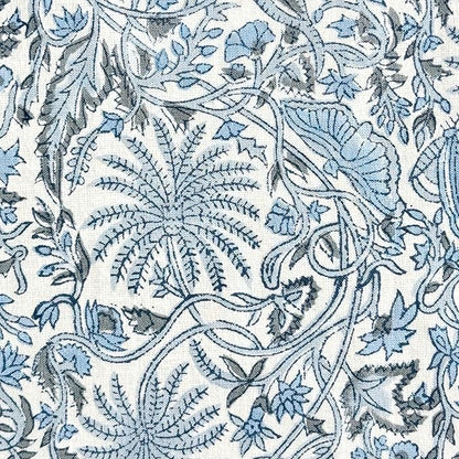 ATOSII Butterfly Blue 100% Cotton Rectangle Summer Tablecloth, Handblock Floral Print Linen Table Cloth for Kitchen Dining I Parties, Weddings, Outdoors, Decor 60 X 90 Inches, 6 Seater