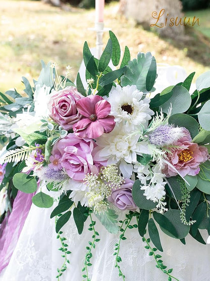 9FT Wedding Arch Flower Garland, Handmade Wedding Table Decorations,Head Table Floral Decor for Noble and Charming Wedding Ceremony