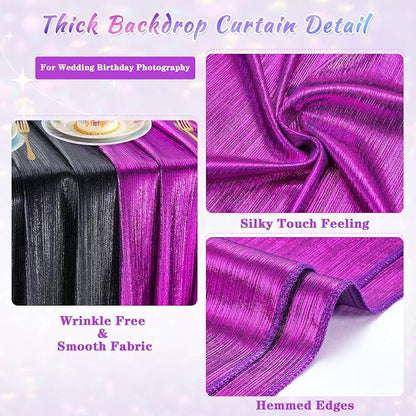 Purple Sequin Backdrop Curtains - 4.8x8FT Wrinkle-Free Glitter Drapes for Halloween Decoration Birthdays Weddings Graduations