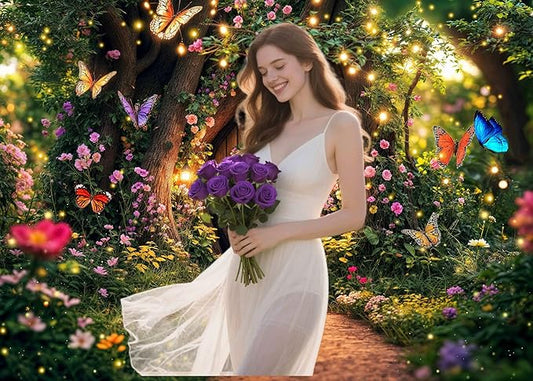 15X10ft Enchanted Forest Backdrop Fairy Tale Garden Wonderland Floral Butterfly Photography Background for Kids Girl Baby Shower Birthday Party Decoration Banner Cake Table Photo Booth Props