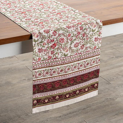 Maison d' Hermine Table Runner 100% Cotton Single Layer Table Runners 72 inches Long for Thanksgiving Christmas Decorations Home Kitchen Dining Party Wedding (Reveillon Au Jardin, 14.5" x 72")