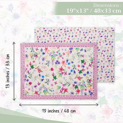 Maison d' Hermine Placemats Set of 4 100% Cotton Washable Cloth Place Mats, Reusable Table Mats for Kitchen Dining Decoration, Party, Wedding, Restaurant Spring/Summer (Chardon, 13" x 19")
