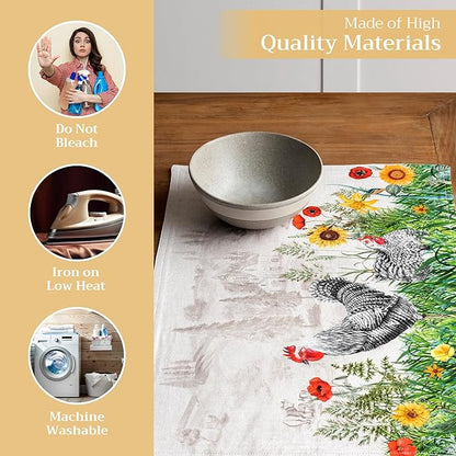 Maison d' Hermine Placemats Set of 4 100% Cotton Washable Cloth Place Mats, Reusable Table Mats for Kitchen Dining Decoration, Party, Wedding, Restaurant Spring/Summer (Basse Cour, 13" x 19")