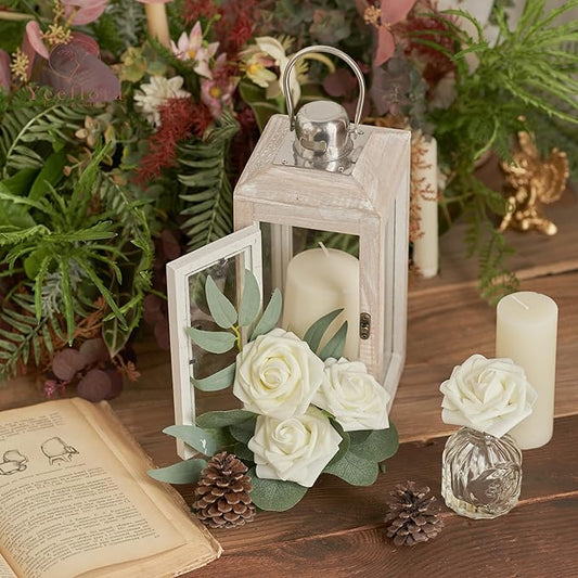 Artificial Flowers, 25pcs Ivory Foam Roses for Wedding Bouquets Centerpieces Arrangements, Home Party Indoor Outdoor Decoration