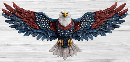 Bald Eagle Canvas Wall Art American Eagle Wall Décor -American Bald Red Blue Flag Canvas Wall Art Usa Independence Day Prints Painting Ready to Hang for Living Room, Bedroom, Office, Dorm 30L" x16''