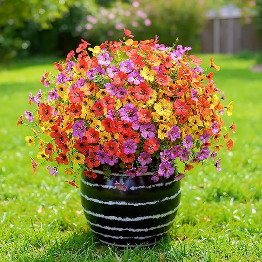 Artificial Flowers for Outdoors - UV Resistant & Fade-Resistant Fake Flowers, 24 Bundles Waterproof Faux Flowers for Garden, Yard, Patio, Wedding & Home Decor 24 Mixed Bundles