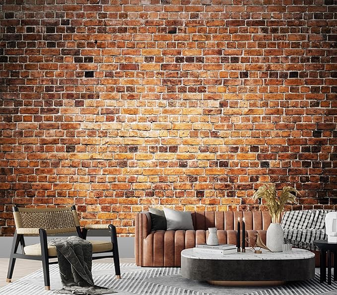 Eierme-Close-up of a Brick Wall Background with Strong Texture Peel and Stick 160" x 114"