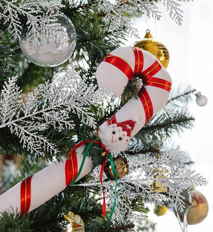 Watayo 30 PCS Glitter Artificial Pine Needles-10.6 Inch Fake Foliage Pine Stems Picks for DIY Garland Wreath Christmas Embellishing and Home Garden Decoration (Silver)