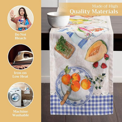 Maison d' Hermine Table runner 100% Cotton Single Layer Table Runners 108 inches long Decorative for Home Kitchen Dining Party Baby Shower Wedding Bridal Shower Spring Summer (Gourmand, 14.50" x 108")