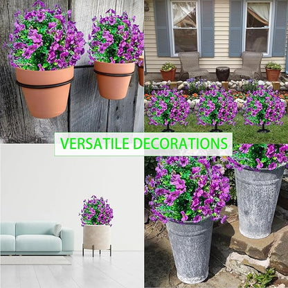 2 Pcs Artificial Boxwood Topiary Ball Trees - Purple 23" with Ground Spike, Weather Proof UV Resistant Faux Greenery Shrubs Bushes for Porch, Garden, Front Yard Decor, Indoor/Outdoor Planters