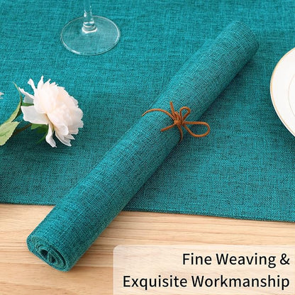 Homaxy Cloths Placemats for Dining Table Set of 6, Heat Resistant Washable Cotton Linen Blend Table Mats, Easy to Clean Place Mats for Indoor Outdoor Party Kitchen Decoration, 13" x 19", Teal