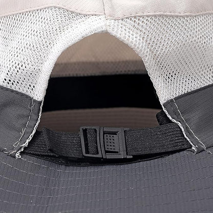 Womens Summer Sun Hat Beach Hat Wide Brim Outdoor UV Protection Hat Foldable Cool Mesh Ponytail Bucket Hat