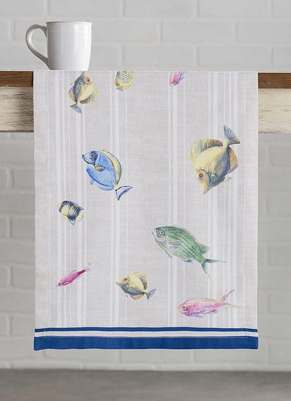 Maison d' Hermine Table Runner 100% Cotton Single Layer Table Runners 108 inches Long Decorative for Home Kitchen Dining Party Baby Shower Wedding Bridal Shower Spring Summer (Poisson, 14.50" x 108")