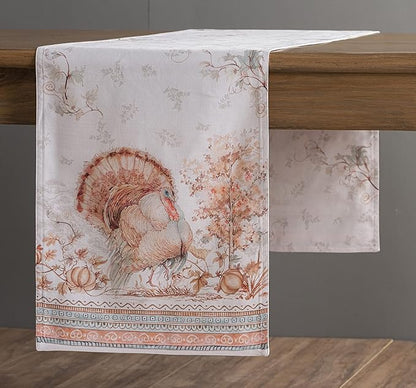 Maison d' Hermine Table Runner 100% Cotton Double Layer Table Runners 108 inches Long for Thanksgiving Christmas Decorations Home Kitchen Dining Party Wedding (Giving Thanks, 14.5" x 108")