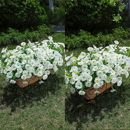 HyeFlora Artificial Flowers for Outdoors Fake Plants Outside Decoration, 12 Bundles Silk White Morning Glory UV Resistant Look Real Faux Flowers for Planter Front Door Porch Patio Yard Gardens Balcony