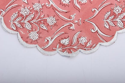 Ridhi Round Block Print Placemats Set of 4 Washable Round Placemats for Kitchen Dining Table 15 inch Round Indoor Cotton Fabric Table Mats