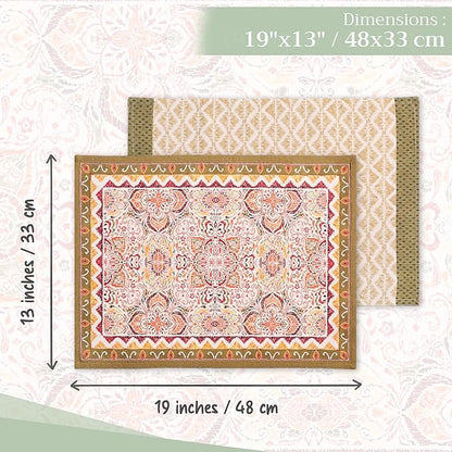 Maison d' Hermine Placemats Set of 4 100% Cotton Washable Cloth Place Mats, Reusable Table Mats for Thanksgiving Christmas Decorations Kitchen Dining Party Wedding Restaurant (Damask, 13" x 19")