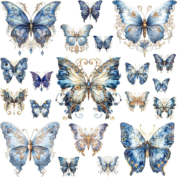 XERE 400 Pcs Butterflies Flora and Fauna Scrapbook Stickers Set for Scrapbooking and Journaling Notebooks, Junk Journal Supplies, Sketchbook, Bookmark Making, Planner Sticker